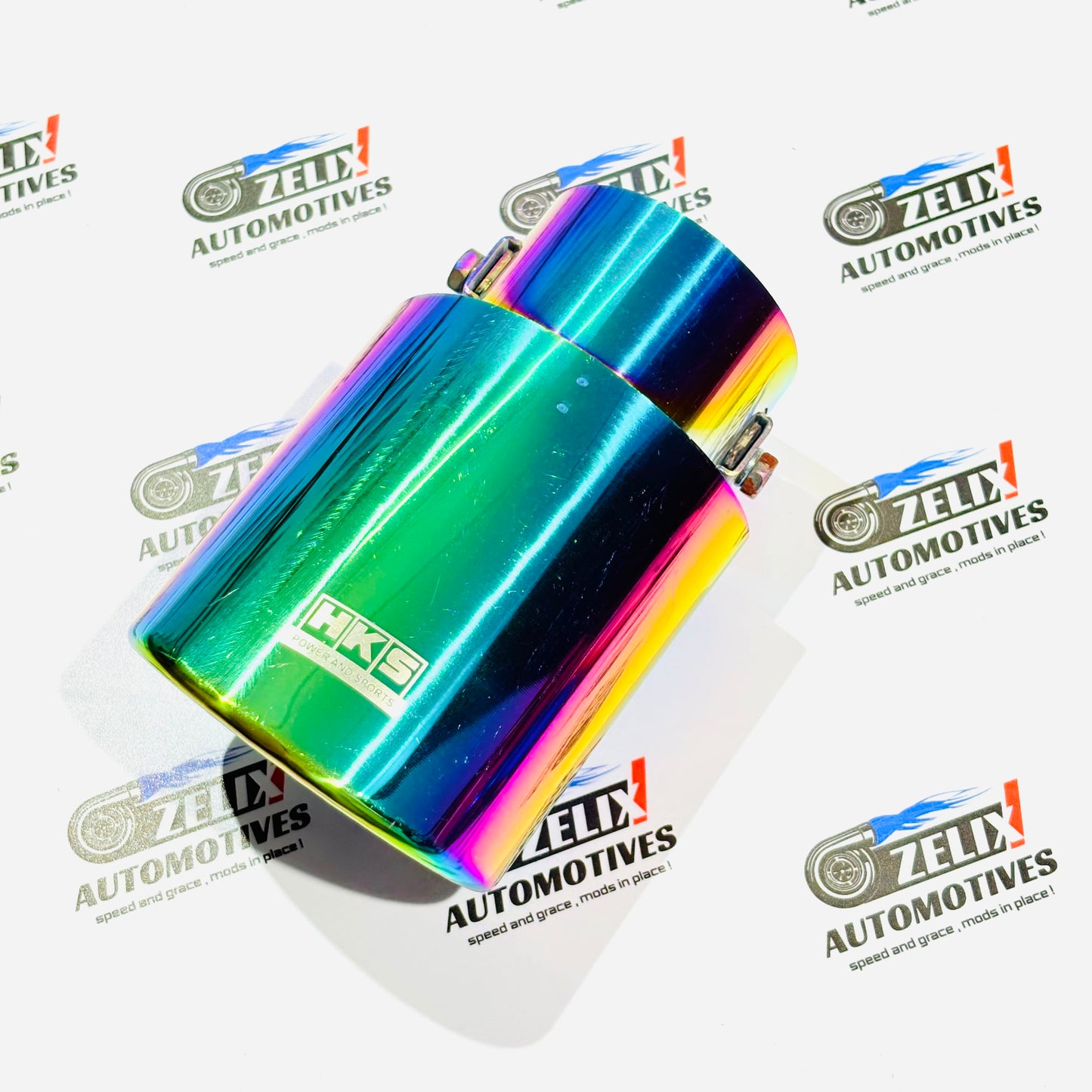 HKS  Single Exhaust Tip |  Enhances Sporty  Look Universal Fit Colours Options (Burnt,Neo-Crome,Rainbow)