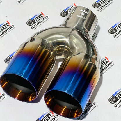 HKS Dual  Exhaust  Tip | Aftermarket Stainless Steel Burnt Blue Finish | Universal Fit