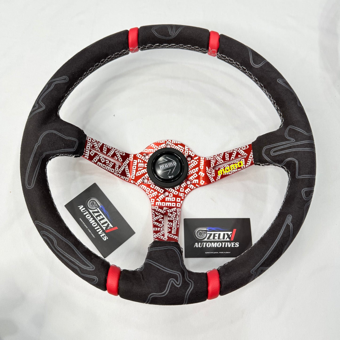 MOMO 14-Inch Alcantara Universal Steering Wheel.