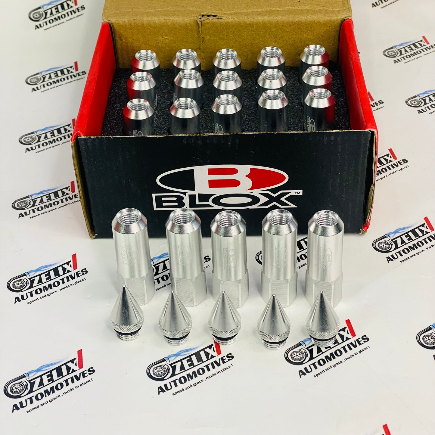 Silver  Blox Extended Aluminum Racing Wheel Lug Nuts Universal fit .
