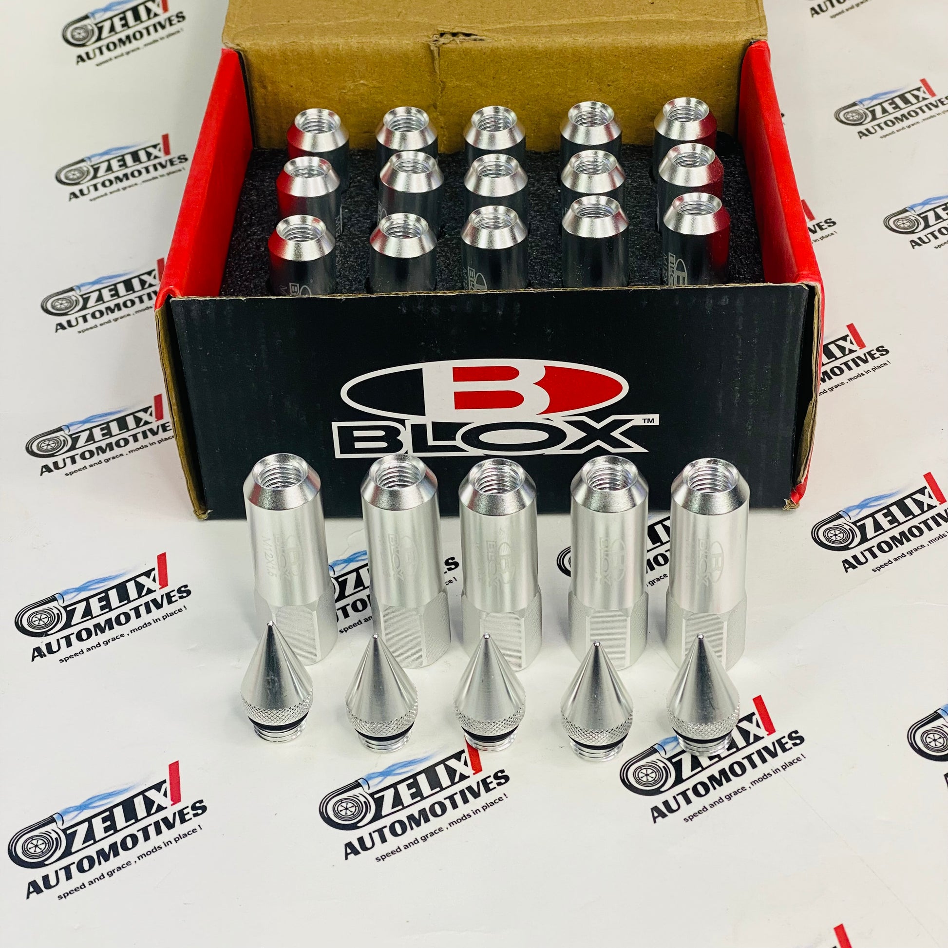 Silver  Blox Extended Aluminum Racing Wheel Lug Nuts Universal fit .