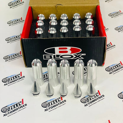 Silver  Blox Extended Aluminum Racing Wheel Lug Nuts Universal fit .