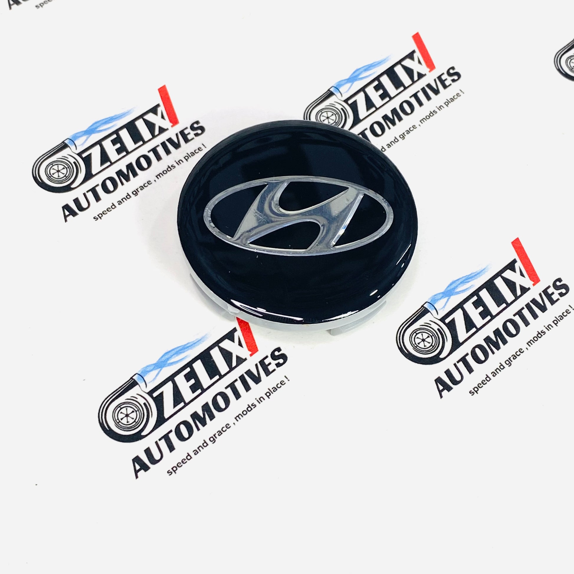 Aftermarket Hyundai wheel center caps in Black 