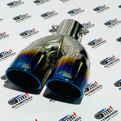 HKS Dual Exhaust Performance Muffler Tips | Burnt,Rainbow and Glossy Black Finish