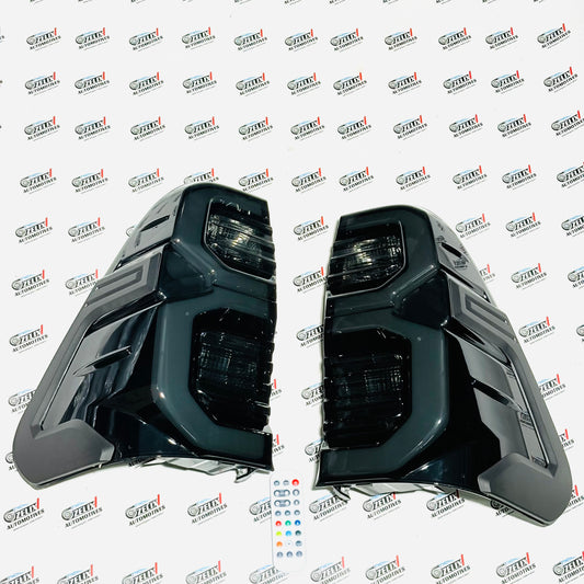 Toyota Hilux RGB Matrix Tail Lights – Full Smoked Finish | Remote Controlled