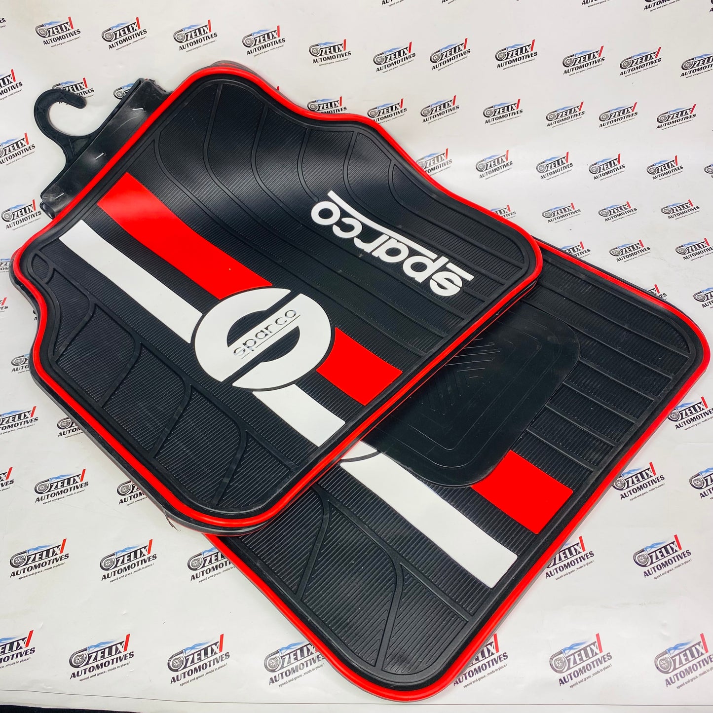 SPARCO JDM Universal Rubber Floor Mats Set of 4 in Red
