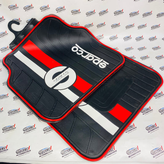 SPARCO JDM Universal Rubber Floor Mats Set of 4 in Red