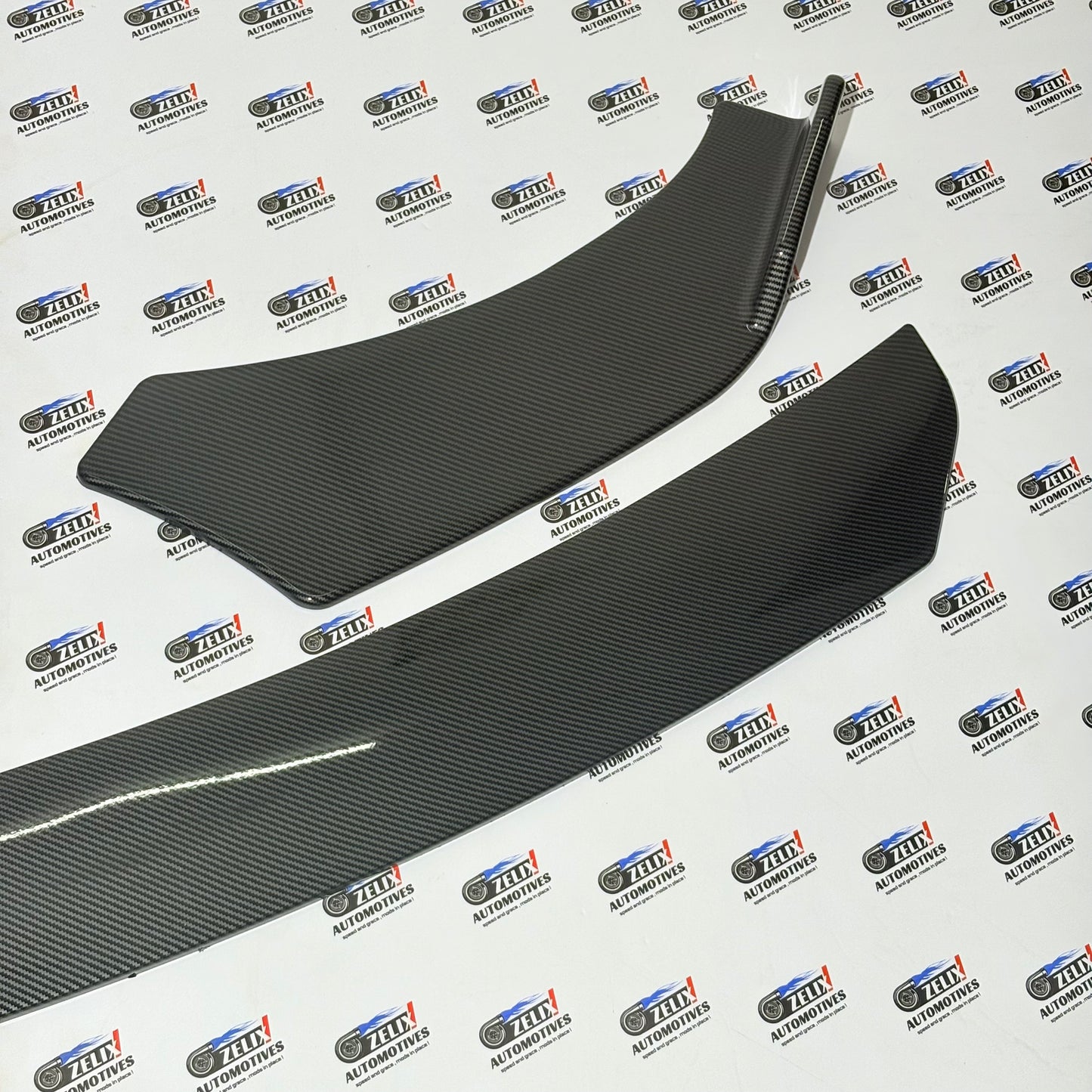 Universal  Front Splitter Kit Set Of-3 | Glossy Black and Crabon Finish Colour Options
