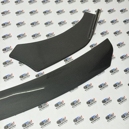 Universal  Front Splitter Kit Set Of-3 | Glossy Black and Crabon Finish Colour Options