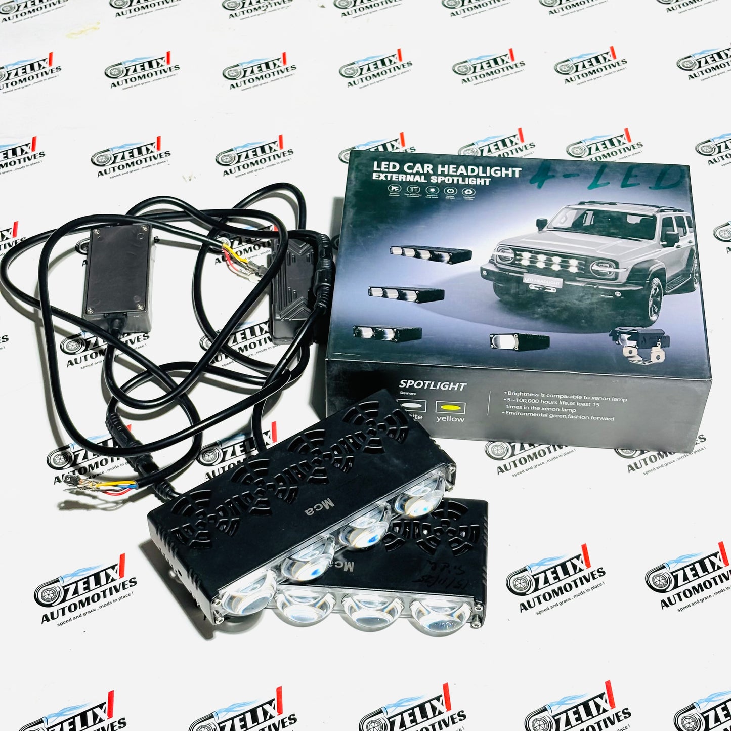 Auxiliary Spotlight 4-LEDS Set of 2 | Premium High-Range Bright White and Yellow Beam