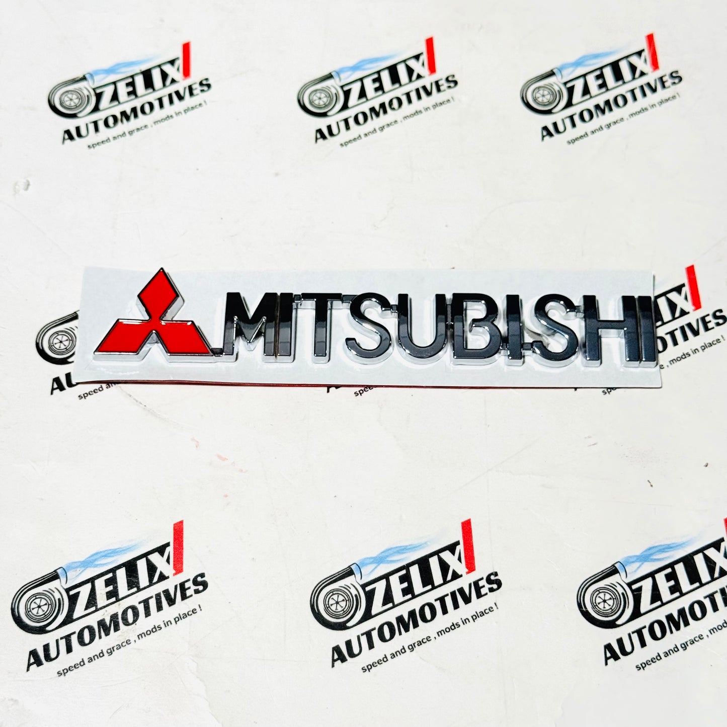 Mitsubishi Logo Sticker | Black and  Chrome Finish