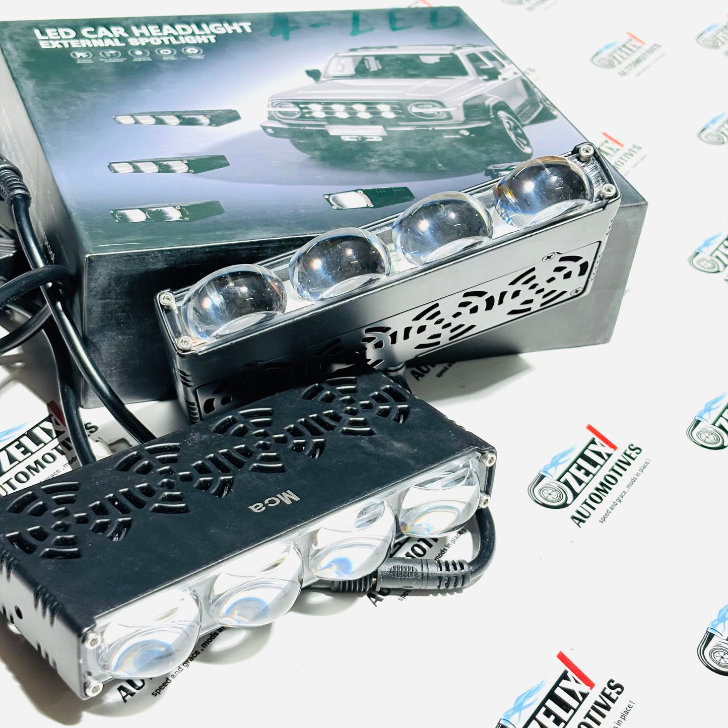 Auxiliary Spotlight 4-LEDS Set of 2 | Premium High-Range Bright White and Yellow Beam