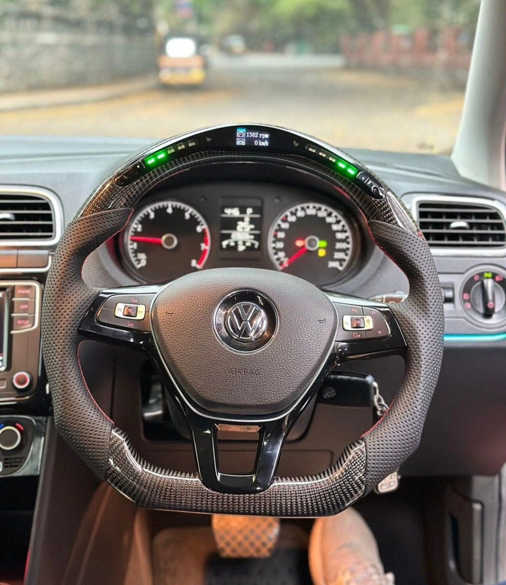 Aftermarket Polo carbon fiber steering wheel with rev lights 