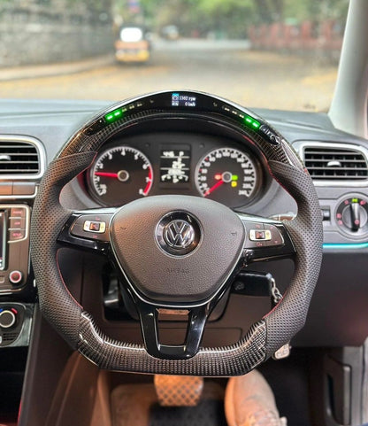 Aftermarket Polo carbon fiber steering wheel with rev lights 