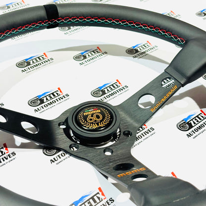 MOMO 60th Anniversary Edition Steering Wheel | Premium Black Leather Finish