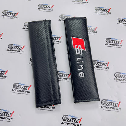 S Line Carbon Shoulder Pads | Universal Aftermarket Seat Belt Cushion (Pair).