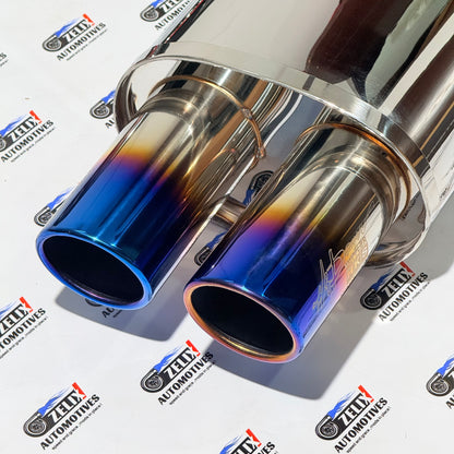 HKS  Dual Tip Exhaust Muffler | Aftermarket Burnt Finish | Universal Fit