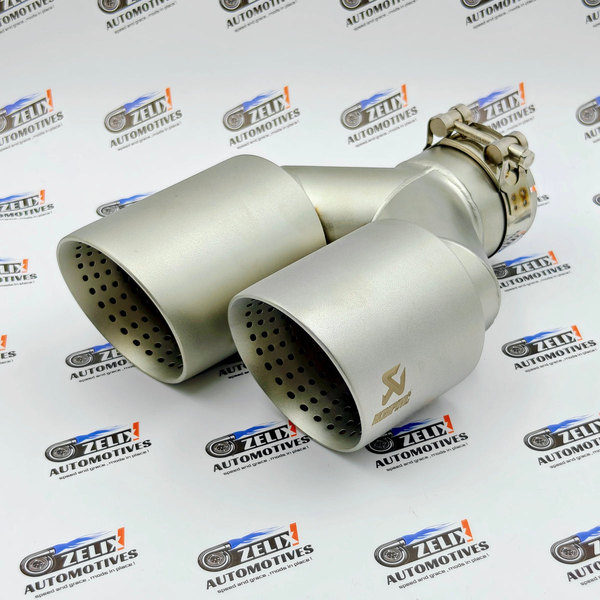 Akrapovic Dual Exhaust Tips Satin Gold Finish | Perforated Core