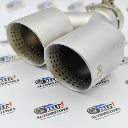 Akrapovic Dual Exhaust Tips Satin Gold Finish | Perforated Core