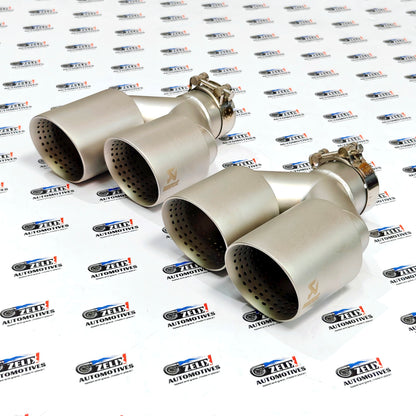 Akrapovic Dual Exhaust Tips Satin Gold Finish | Perforated Core