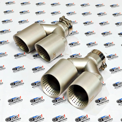 Akrapovic Dual Exhaust Tips Satin Gold Finish | Perforated Core