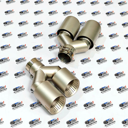 Akrapovic Dual Exhaust Tips Satin Gold Finish | Perforated Core
