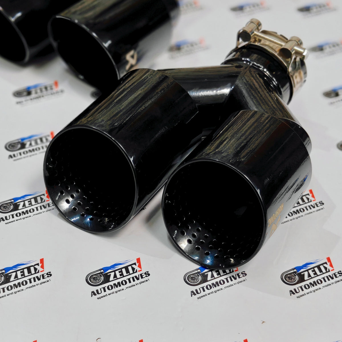 Akrapovic Dual Exhaust Tips Stealth Black Finish | Perforated Core