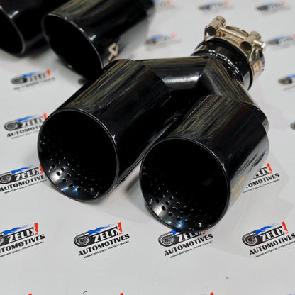 Akrapovic Dual Exhaust Tips Stealth Black Finish | Perforated Core