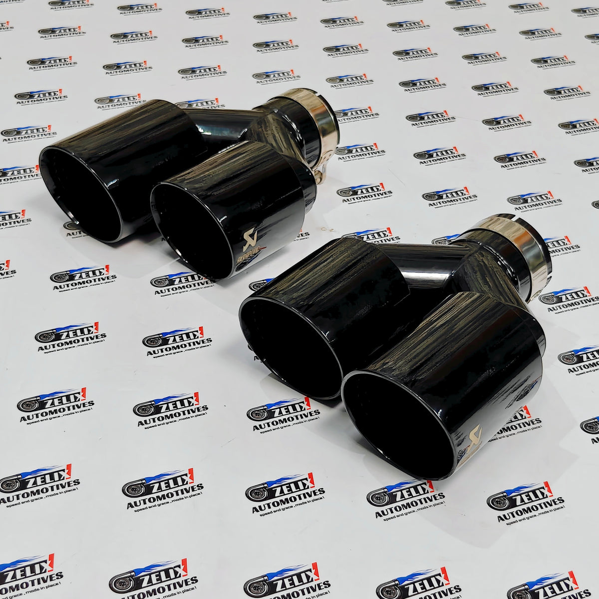 Akrapovic Dual Exhaust Tips Stealth Black Finish | Perforated Core
