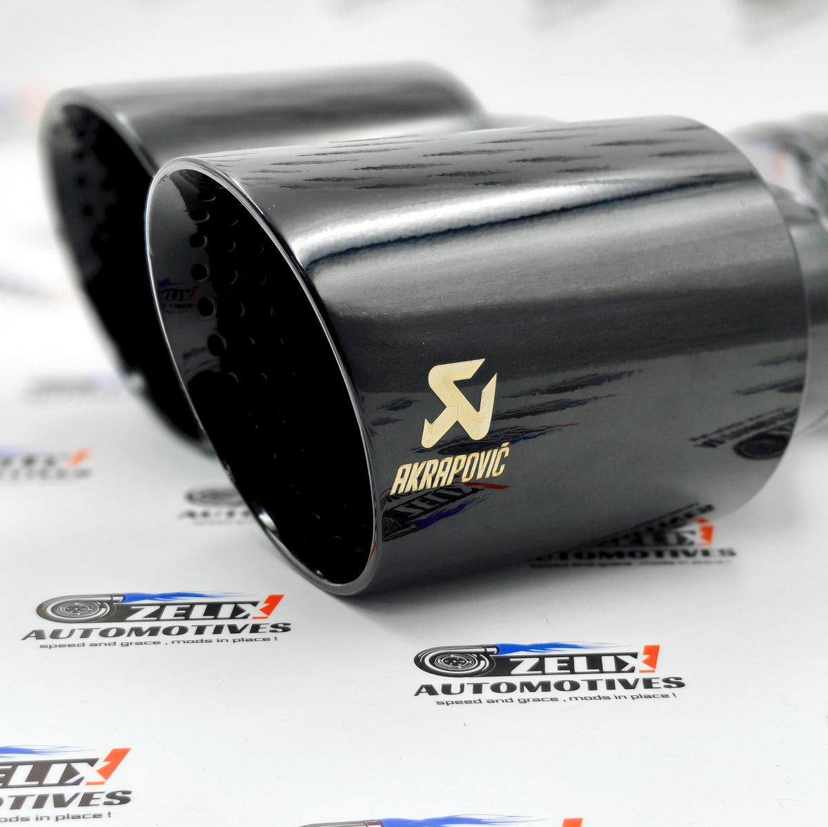 Akrapovic Dual Exhaust Tips Stealth Black Finish | Perforated Core