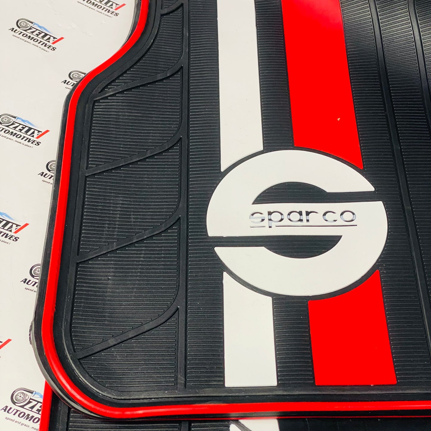 SPARCO JDM Universal Rubber Floor Mats Set of 4 in  Red