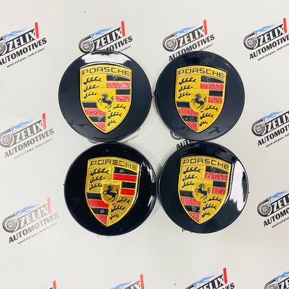 Porsche Wheel Center Caps | OEM-Style and Black Premium  Set of-4