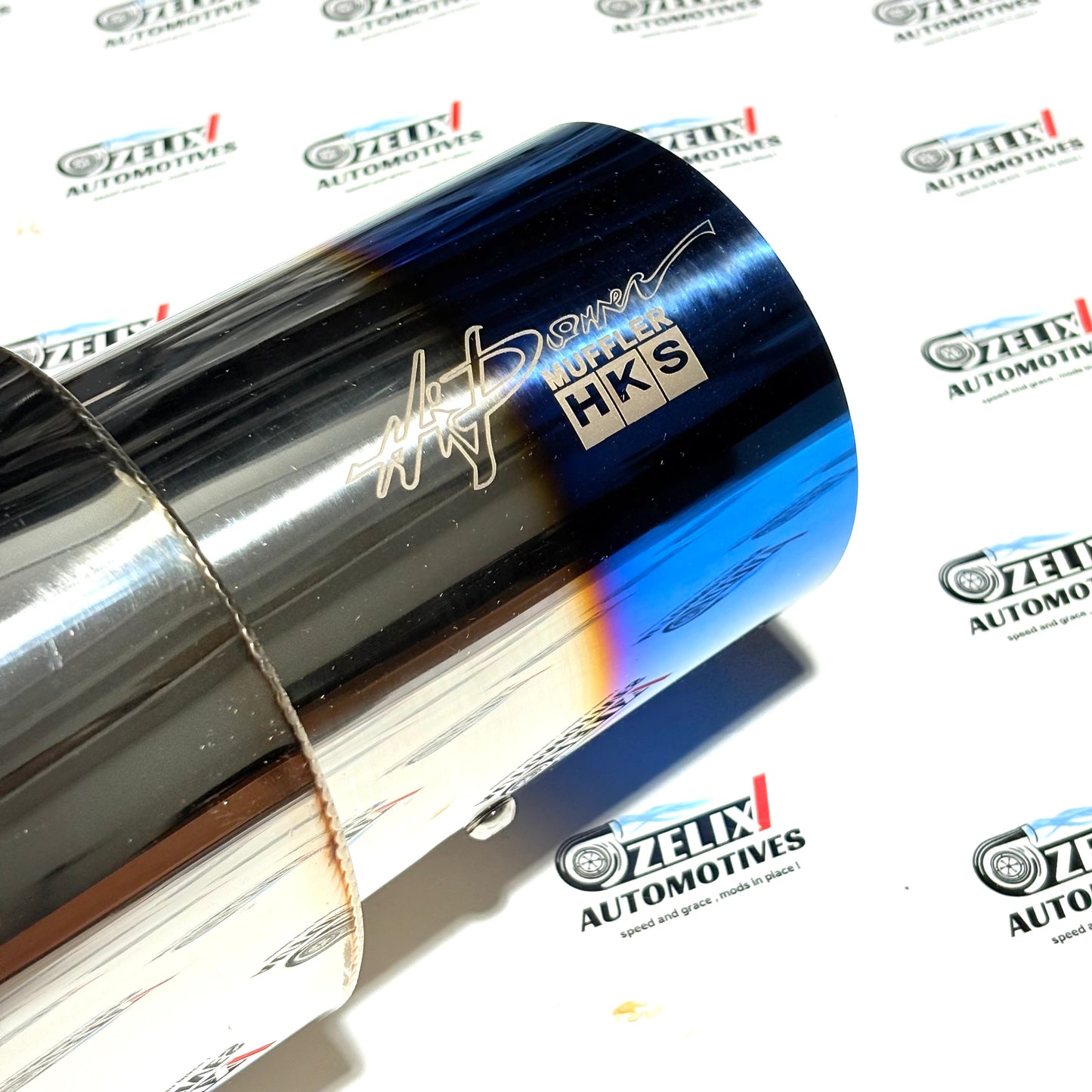 HKS Single Tip Exhaust | Universal Aftermarket Burnt Tip Free Flow Muffler