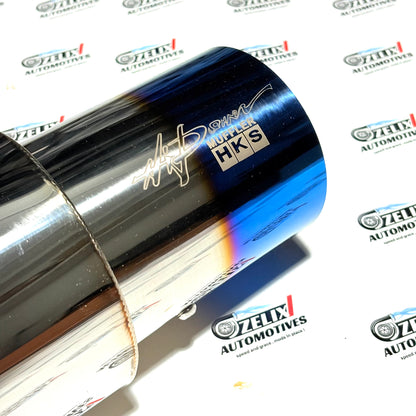 HKS Single Tip Exhaust | Universal Aftermarket Burnt Tip Free Flow Muffler