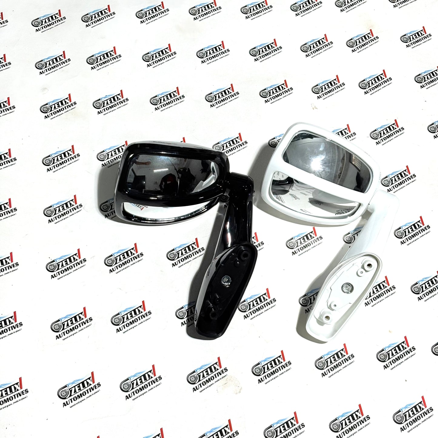Toyota Fortuner Wide-Angle Side Mirrors | Gloss Black and White Fits For Old Models
