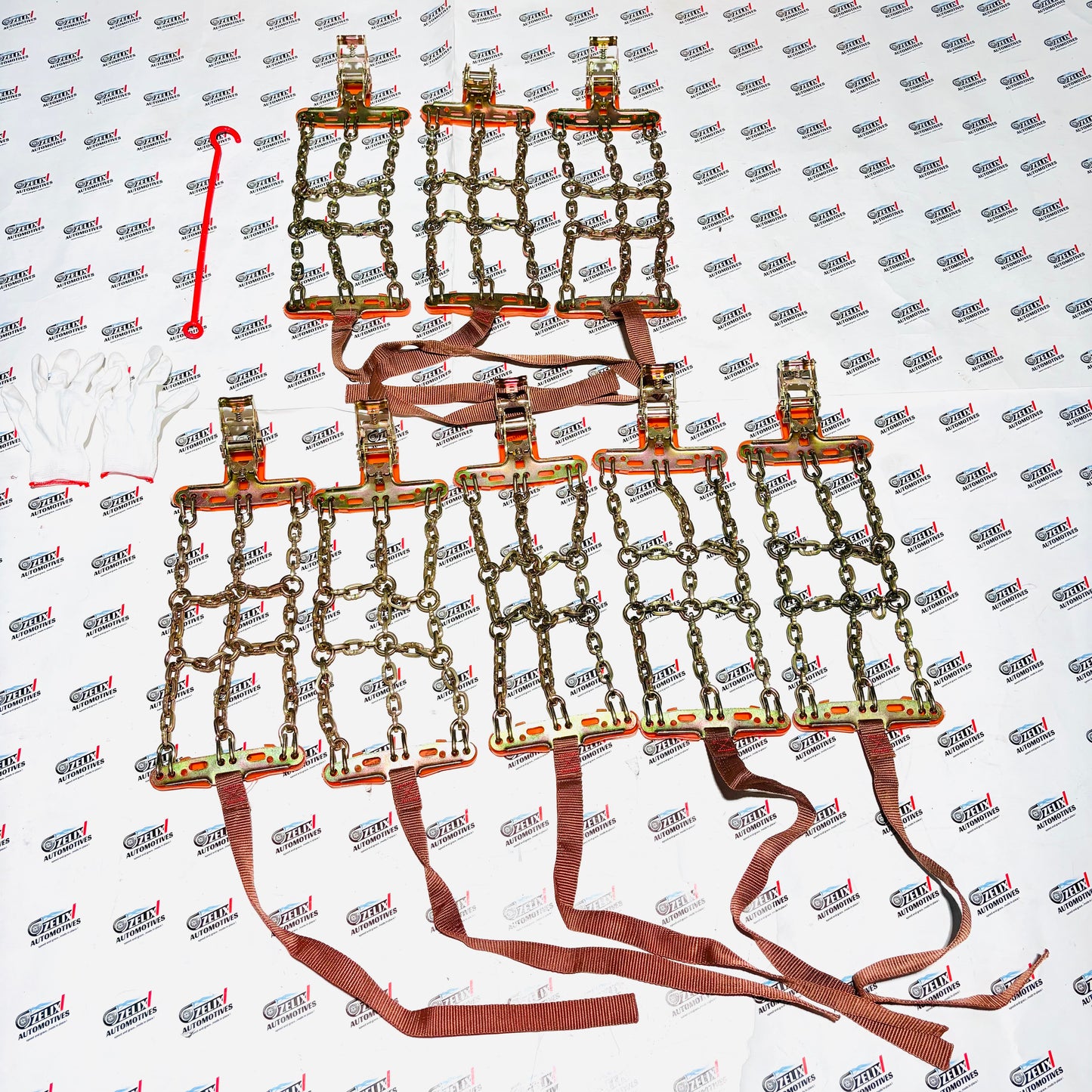 Tire Chains Set of-8 Anti-Skid Snow and Mud Grip | Heavy-Duty Universal Fit