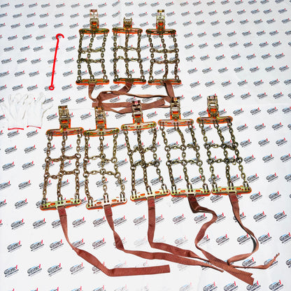 Tire Chains Set of-8 Anti-Skid Snow and Mud Grip | Heavy-Duty Universal Fit