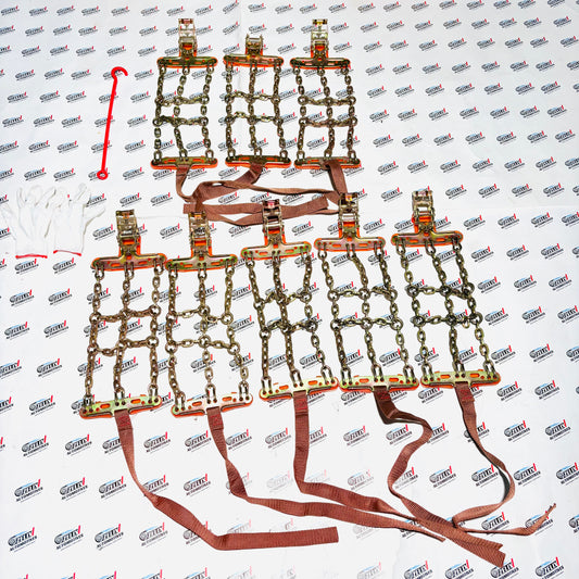 Tire Chains Set of-8 Anti-Skid Snow and Mud Grip | Heavy-Duty Universal Fit