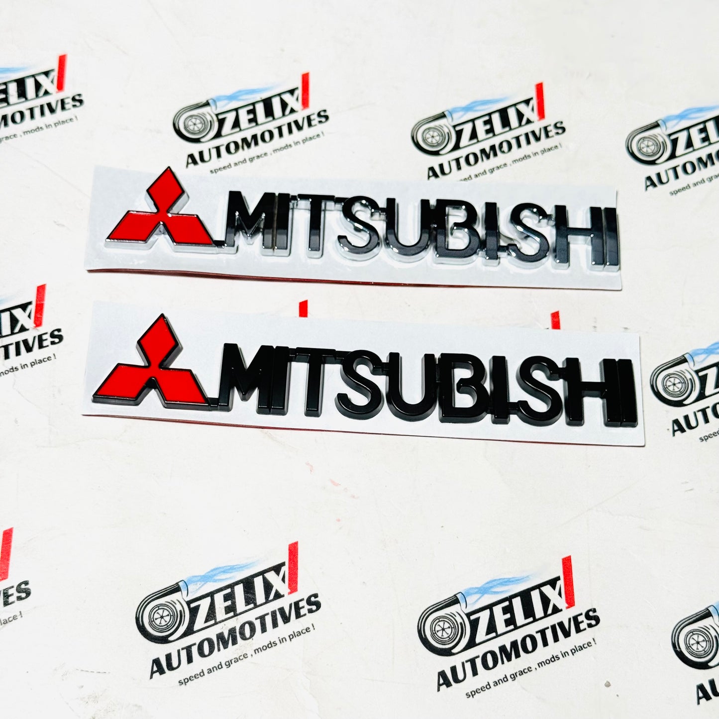 Mitsubishi Logo Sticker | Black and  Chrome Finish