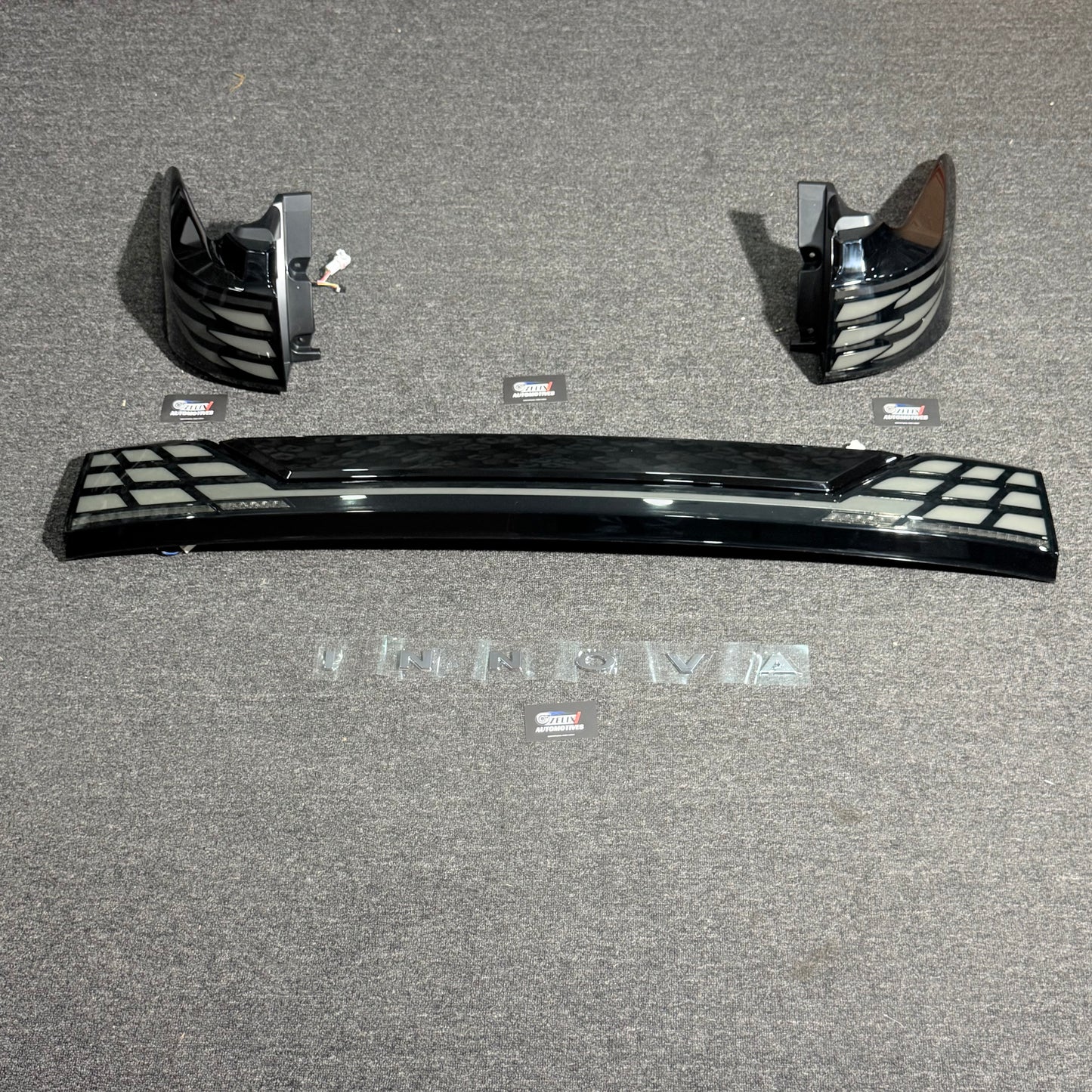 Toyota Innova Hycross Alphard Style Full Smoked Tail Light with Trunk Light | Aftermarket Tail Lamps