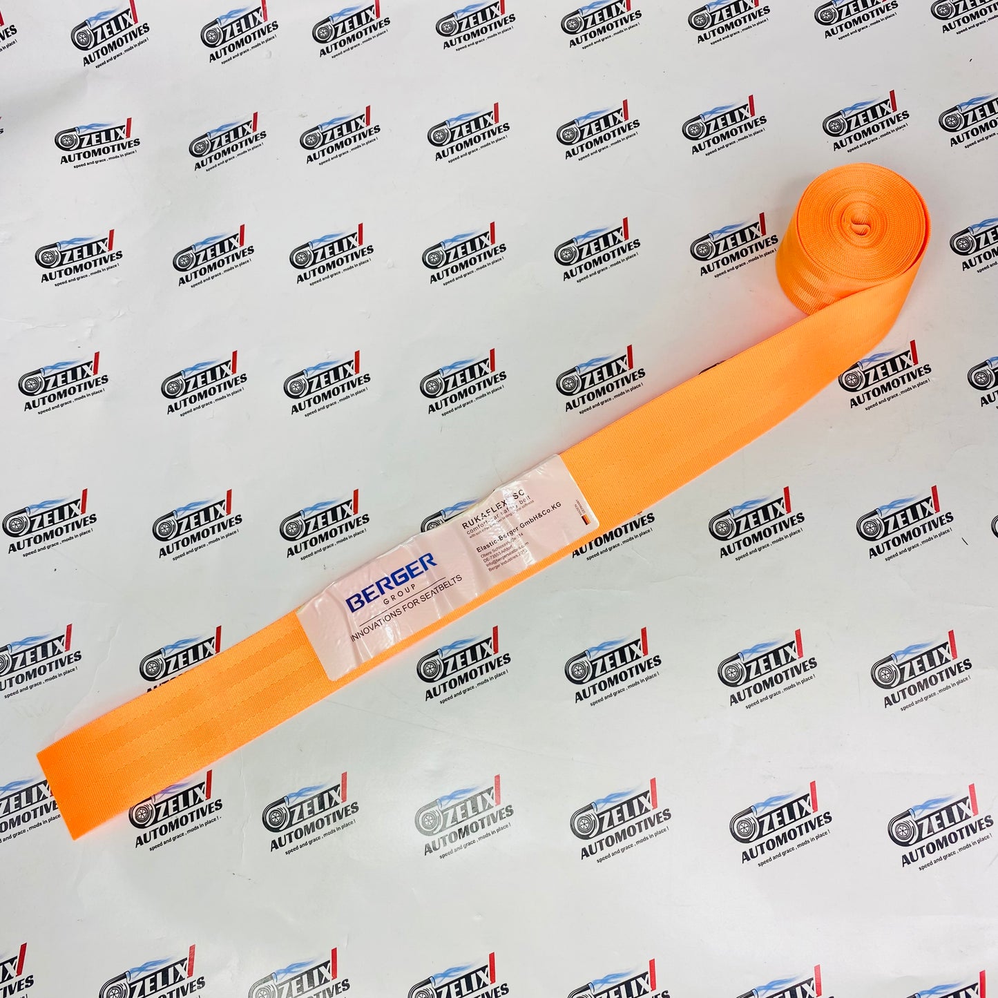 Neon orange Berger Group seat belt webbing roll  