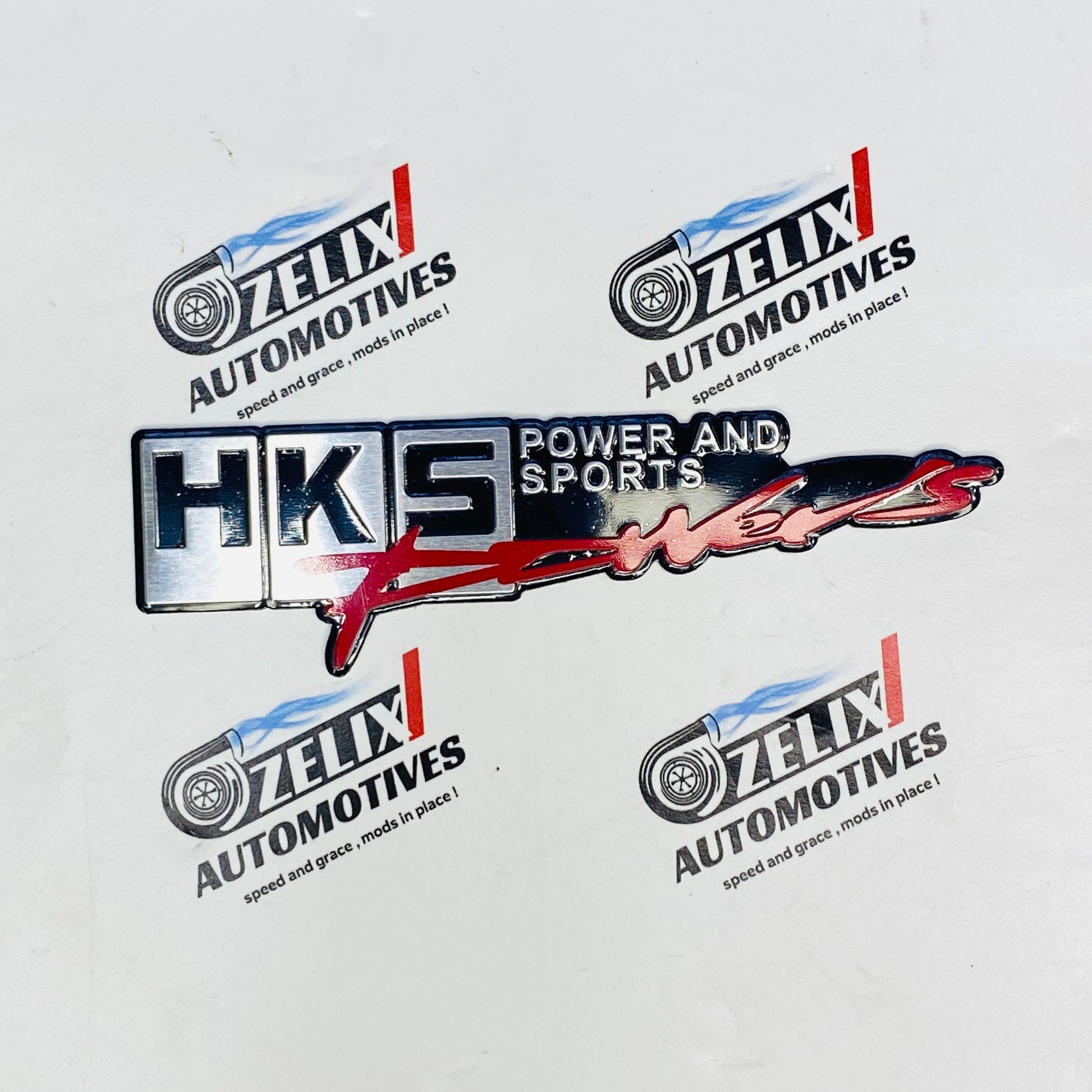 HKS Power & Sport Racing 3D metal car emblem sticker