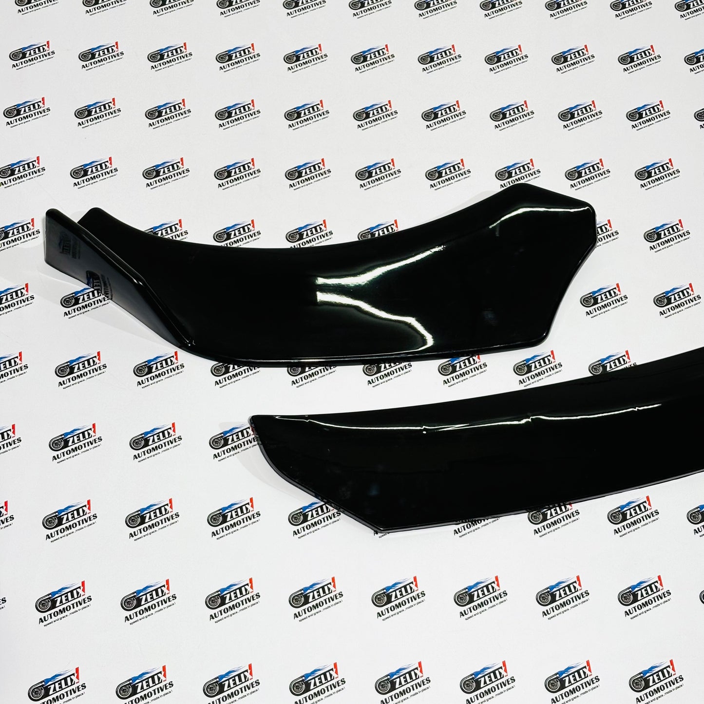 Universal  Front Splitter Kit Set Of-3 | Glossy Black Finish | Premium ABS