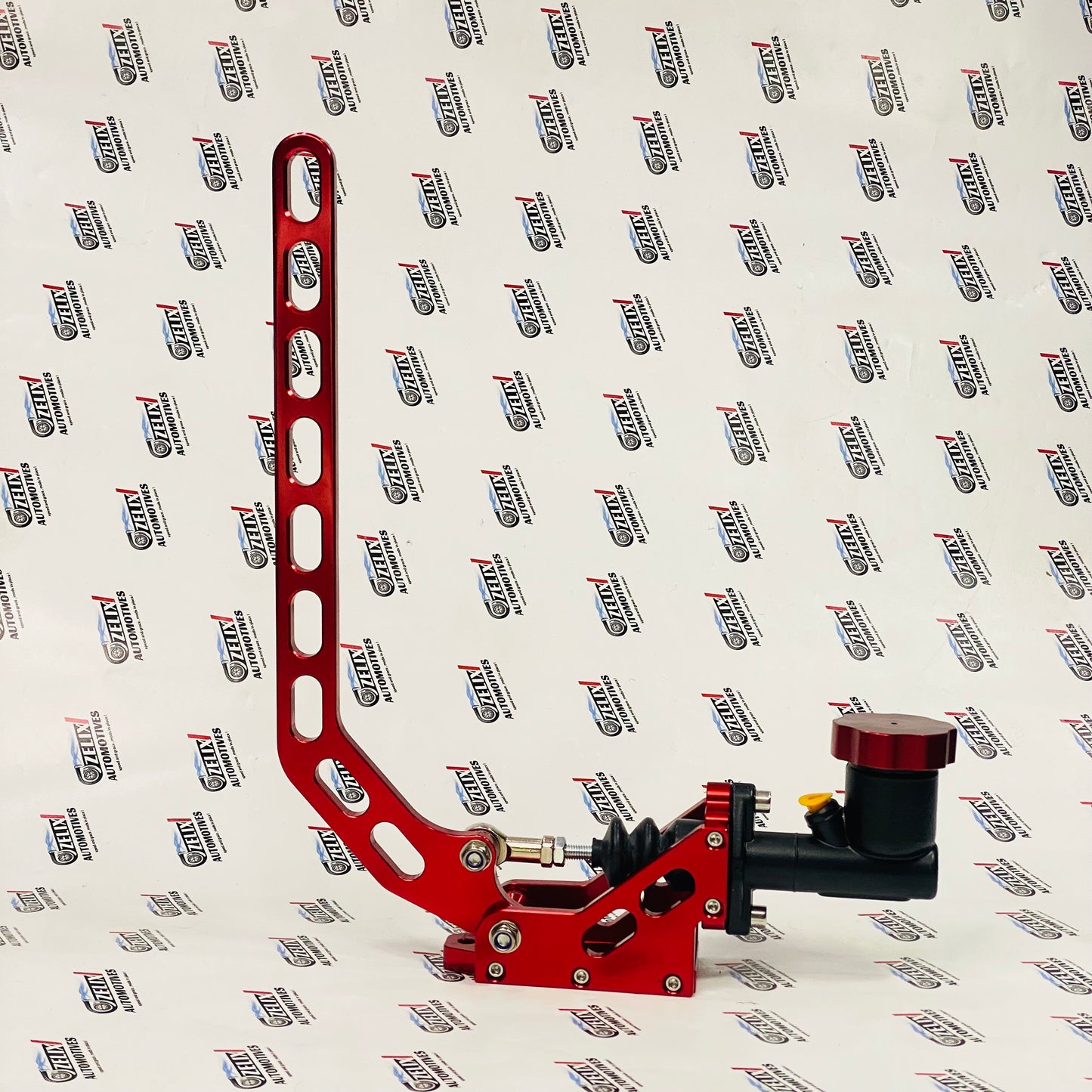 Aftermarket hydraulic e-brake system for drifting and rally racing, CNC aluminum construction with durable vertical pull design