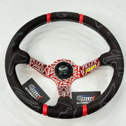 MOMO 14-Inch Alcantara Universal Steering Wheel.