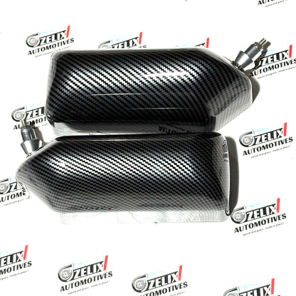 F1-Style  Side Mirrors Carbon Fiber Finish | Premium Design Set of-2 | Universal Fit