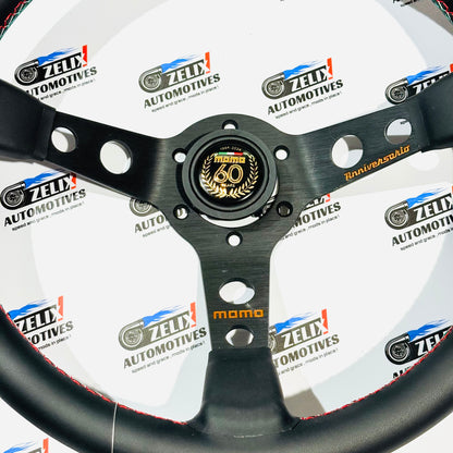 MOMO 60th Anniversary Edition Steering Wheel | Premium Black Leather Finish