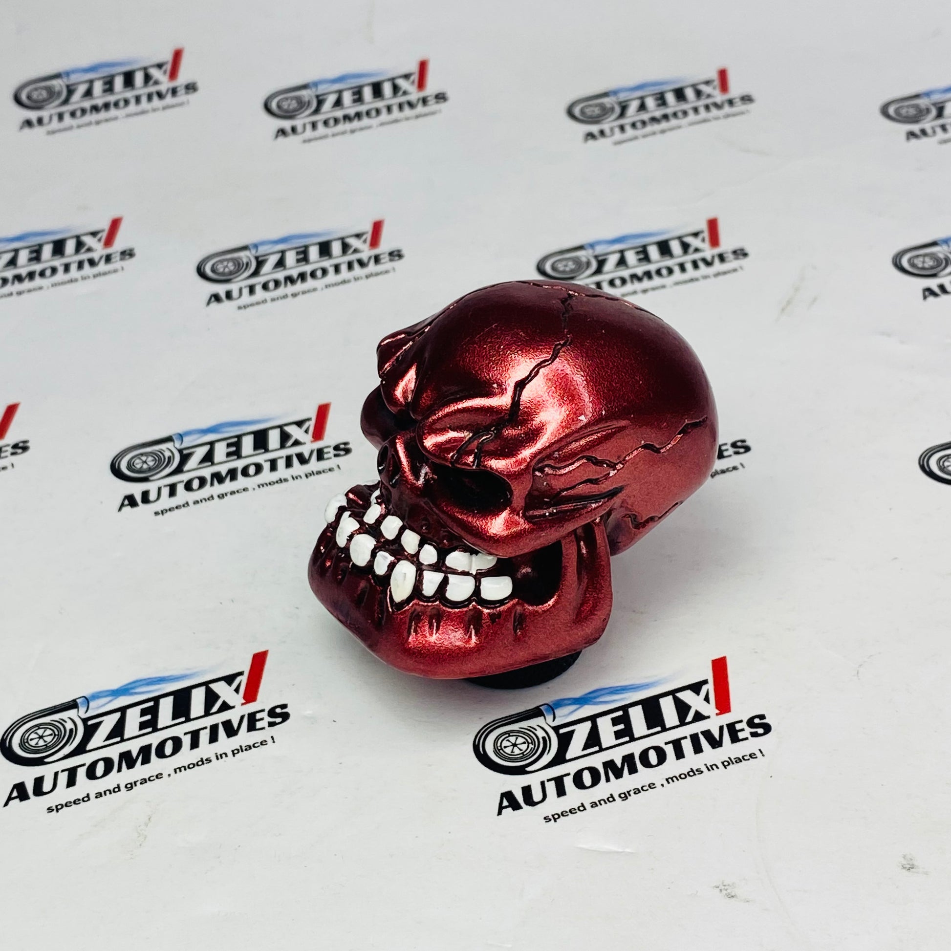 red metallic angry skull design