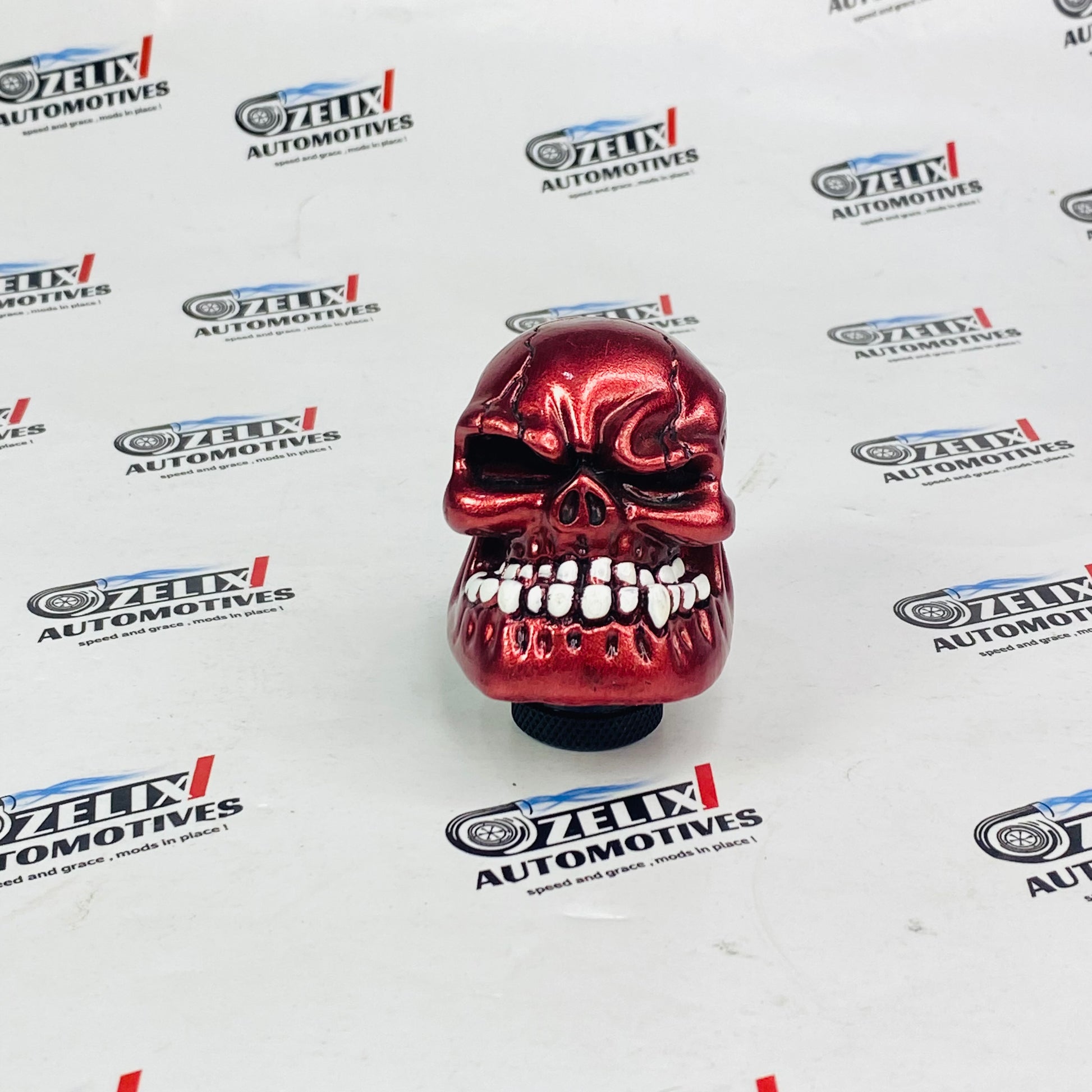 red metallic angry skull design