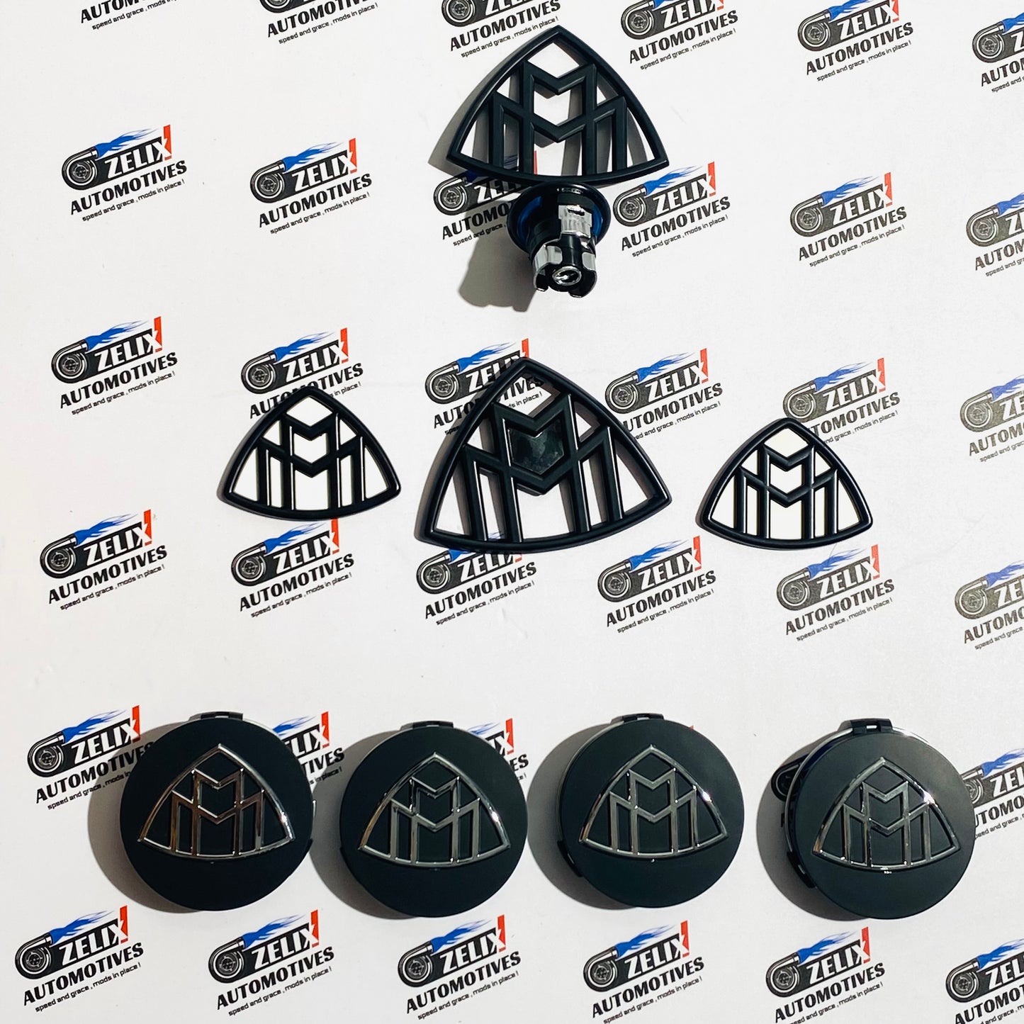 Mercedes-Maybach Complete Emblem Kit | Wheel Caps, Hood Logo & Fender Badges